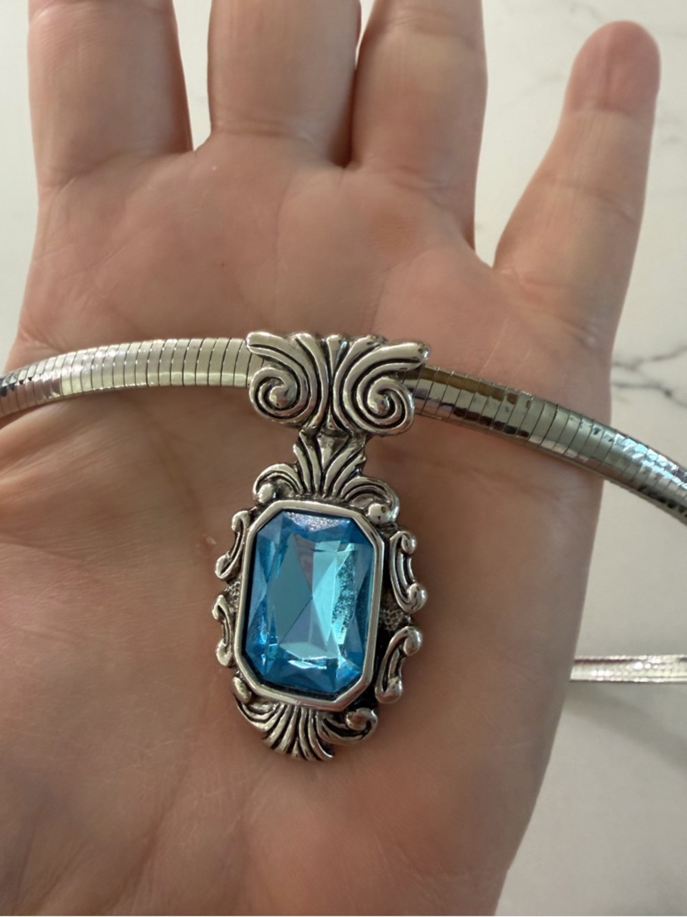 Elegant Silver and Blue Pendant